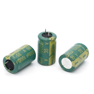 مكثف كهربائي من الألومنيوم 35 فولت 1000 ميكروفاراد، 13*21 مم ذو ثقوب، تردد عالي، مقاومة منخفضة للتيار الكهربائي، مقاوم للحرارة العالية، طويل الأمد - Product Image 1