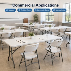Table d'extérieur pliable en plastique moderne, légère et durable, avec structure robuste pour pique-nique, jardin, fête, mobilier d'extérieur - Prix DDP USA - Product Image 2