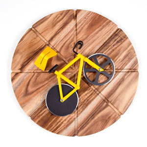 Tabla de servicio de corte de <span class=keywords><strong>Pizza</strong></span> redonda de madera, con cortador de <span class=keywords><strong>Pizza</strong></span>, acacia, venta al por mayor - Product Image 4
