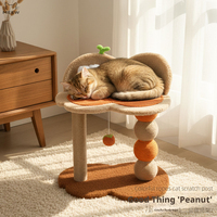 Arbre à chat interactif en forme d'arachide avec griffoir en sisal, tour d'escalade pour chat à grands yeux de dessin animé mignon, jouet suspendu pour chats d'intérieur de grande taille