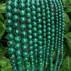 4/6/8/10 מ "מ ירוק טבעי מלכיט עגול חרוזים רופפים אבן טבעית עבור שרשרת יהלומים צמיד כסף - Product Image 1