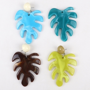 เครื่องประดับแฟชั่นวันหยุดพักผ่อนพักผ่อนร้อนมัซาบาจูใบไม้เสน่ห์เรซินปาล์มเรียบเนียนต่างหูใบอะคริลิคใหญ่มากจี้สร้อยคอ - Product Image 1