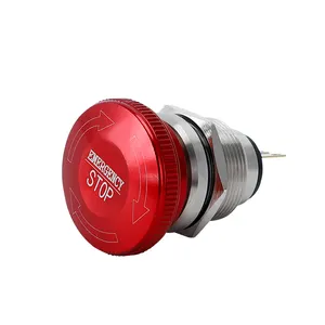 Botão interruptor de pressão elétrico, cogumelo sos de emergência de 22mm 12v 24v