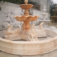 Sculpté à la main Grand Jardin Extérieur Blanc Gris Piscine En Pierre De Granit Marbre Cascade Fontaine