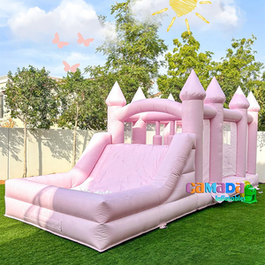 Château de saut gonflable commercial de mini parcours d'obstacles gonflable rose ou pastel de bébé avec le parc d'obstacles de fosse de boule de toboggan - Product Image 1