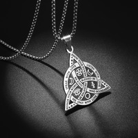Collier avec nœud celtique et runes nordiques pour homme, pendentif en acier inoxydable pour homme, cadeau punk scandinave