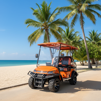 Nouveau modèle de voiturette de golf électrique intelligente à 4 places, couleur orange, pour le tourisme et la chasse, avec port de charge USB