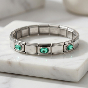 Pulsera Combinada Ovalada de Acero Inoxidable con 3 Cuentas, Incrustaciones de Zirconia, Correa de Reloj Modular Desmontable, Joyería Unisex, Regalo - Product Image 3