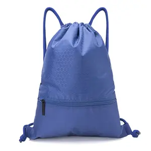 Custom Logo Promotional Gift Sublimation Printed Nylon Polyester Drawstring Backpack Bag With Zipper