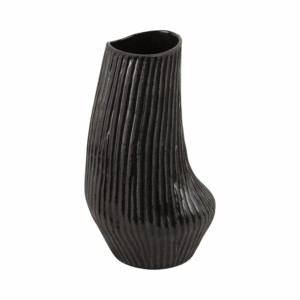 Vaso in ceramica affusolato, moderno, nero, decorativo, per fiori, da soggiorno, camera da letto, tavolo. - Product Image 3