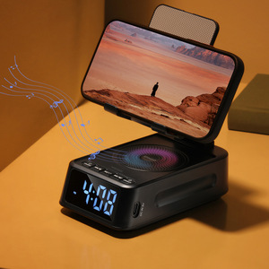 F20 Phone Stand <b>Bluetooth</b> Speaker Clock With Touch Control <b>USB</b> Power Black 3 In 1 Smart Home Device - Product Image 3