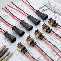 Kabel Konektor Otomotif Tahan Air 2-Pin, Pasangan Male & Female, Rakitan Kabel Steker Tertutup 2 Arah 12V untuk Sepeda Motor, Perahu