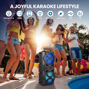 Đôi 6.5 ''loa siêu trầm Đảng bass nặng FM Đài phát thanh không dây Microphone RGB đèn xách tay DJ karaoke tháp Loa boomboxes - Product Image 6