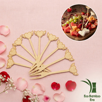 Ecologische wegwerp bamboe fruitvorkjes Valentijnsdag liefdeshart patroon cocktail tandenstokers catering feestbenodigdheden FSC ISO FDA