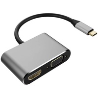 Adaptador USB C a 4K HDTV VGA, Convertidor 2 en 1 Tipo C a USB C 3.0 para Adaptador de Monitor Dual Compatible con MacBook TV Video Hub