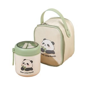 Boîte à lunch portable et mignonne pour enfants avec pot alimentaire <span class=keywords><strong>en</strong></span> acier inoxydable 304, récipient à soupe sous vide, <span class=keywords><strong>sac</strong></span> isotherme et cuillère <span class=keywords><strong>en</strong></span> plastique - Product Image 1