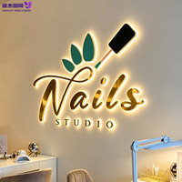 Enseigne Lumineuse Personnalisée de Luxe Moderne en Acier Inoxydable Doré 3D, Lettres Cursives à Bande LED pour Mur de Salon de Manucure ou Studio, Panneau Publicitaire