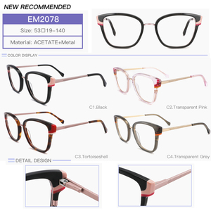 Chất lượng hàng đầu sang trọng phụ nữ quang Khung nhà máy tùy chỉnh acetate + kim loại Kính mắt khung Cat Eye kính theo toa khung - Product Image 2