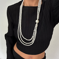 Collier de perles multicouches imitation perle grande taille style européen et américain pour femme, collier de perles rétro à porter autour du cou, bijou fantaisie, cadeau