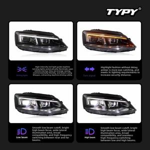 Conjunto de faros delanteros TYPY para Volkswagen Jetta 2012-2018, conversión de lentes LED, luces de circulación diurna y direccionales secuenciales - Product Image 4