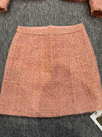 Ensemble Blazer et Pantalon en Tweed Rose pour Femme, Boutons Dorés, Style Parisien Élégant, Luxe Printemps 2026