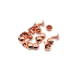 Wholesale rose gold shiny copper double rivet decoration brass iron mushroom rivet studs for belt leather shoes