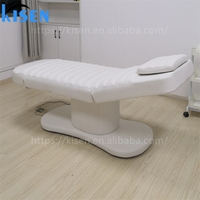 KISEN - Mobilier de salon de beauté moderne en or blanc - Lit de spa facial médical - 3 moteurs électriques - Lit de thérapie cosmétique inclinable