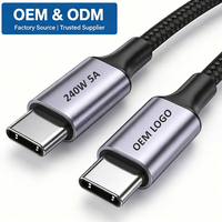 Câble de charge rapide Type-C 240W 5A, câble USB Type C personnalisé en usine, 1m 2m 3m, tressé, PD 3.1, chargeur super rapide, câble USBC vers USBC
