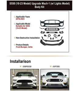 ชุดแต่งกันชนหน้ารถยนต์ S550 พร้อมกระจังหน้าและลิ้นกันชนหน้า สำหรับ <span class=keywords><strong>Ford</strong></span> <span class=keywords><strong>Mustang</strong></span> S550 ปี 2018-2023 อัพเกรดเป็นชุดแต่งสไตล์ <span class=keywords><strong>Mach</strong></span> 1 - Product Image 4