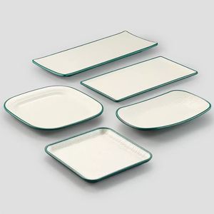 HCMA gros incassable vert noirâtre jaune <span class=keywords><strong>vaisselle</strong></span> en plastique 100% mélamine rectangulaire mélanine rectangle assiettes vert - Product Image 4