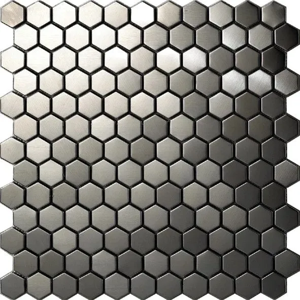 3D Hexagonal Gold Brushed Stainless Steel and Stick Metal Mosaic silvery Tiles