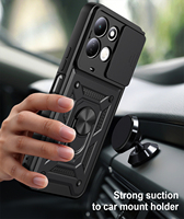 Coques de téléphone portable avec anneau métallique pour caméra coulissante pour Redmi 17 Note 17 Pro Max 4G 5G, protection magnétique de la caméra, coque arrière