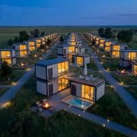 Cabane modulaire de luxe en forme de capsule, maison hôtel, hôtel-resort, maison d'hôtes préfabriquée moderne à deux étages, pod de glamping préfabriqué
