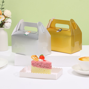 Disposable Takeaway Brown Gift Wedding Paper <strong>Box</strong> Elegant Luxury Birthday Tall <strong>Cake</strong> Boxes with Handle - Product Image 2