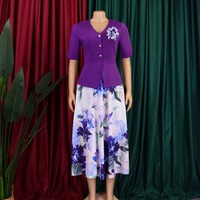 Robes d'été tendance D630 pour femmes, décontractées et élégantes, deux pièces, effet illusion, manches mi-longues, col en V, imprimées, robes africaines formelles