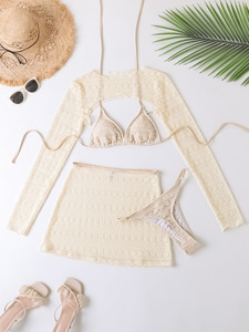 Nouvel ensemble de maillot de bain quatre pièces pour femmes, sexy et tendance, couleur unie, amincissant - Product Image 4