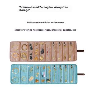 Custom Brand Fashion Gold Jewelry Storage Bag Open Durable Lightweight Polyester Necklaces Earrings Portable Travel Organizer - Product Image 4