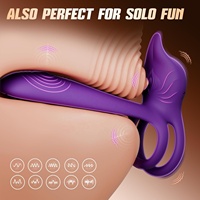 Anillo Vibrador para Pene ODM, Juguetes Sexuales para Parejas, Anillo Vibrador Doble para Pene con Estimulador de Clítoris en Forma de Zorro, Juguetes para Adultos para Hombres y Mujeres