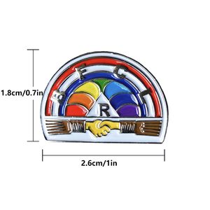 Broche de revers maçonnique, badge commémoratif, poignée de main arc-en-ciel, broche en métal, design créatif BLM86, taille 2.6*1.8cm - Product Image 2