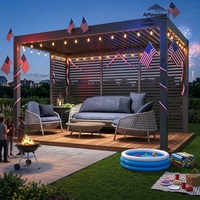 Pergola bioclimatique motorisée en aluminium avec toit rétractable à lames orientables, imperméable, résistante au vent, écologique, durable et autoportante