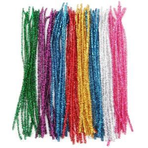 100 pièces de tiges de chenille en polyester multicolores de 6 mm x 12 pouces, métalliques scintillantes, faites à la main, pour bricolage et jouets - Product Image 3