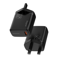 Chargeur USB 25W avec prise UK pour téléphone portable, chargeur iPhone, charge rapide LED, chargeur mural portable de voyage pour smartphone Android
