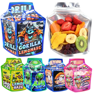 Sachet Mylar découpé sur mesure en forme d'herbe holographique 3,5g, pochette refermable pour emballage de bonbons et de produits lyophilisés - Product Image 1