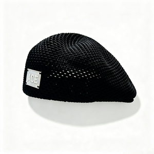 Gorra de malla de verano transpirable para mujer y hombre, estilo boina francesa con parche ACE, ligera, hueca, informal, para uso urbano y actividades al aire libre. - Product Image 2
