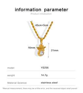 Collana con Ciondolo Angelo e Pietra Portafortuna in Acciaio Inossidabile Placcato Oro 18K Stile INS Sming 2026 per Donne - Product Image 6