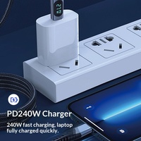Cable de Datos USB4 con Pantalla Digital, Video 8K, Transmisión de 40 Gbps, Carga Rápida de 240 W, Tipo-C Dual Magnético Trenzado para Transferencia de Datos