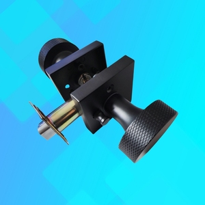 Ensemble de boutons de verrouillage de poignée intérieure robuste moderne carré privé entrée factice noir mat rosette moletée levier de porte - Product Image 1