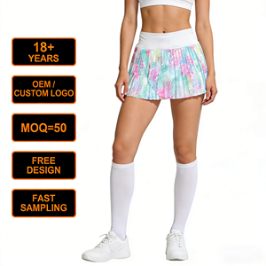 Vêtements de tennis pour femmes avec logo personnalisé, séchage rapide, 2 en 1, jupes plissées à impression numérique, shorts intégrés, jupe de pickleball, jupe de padel - Product Image 4