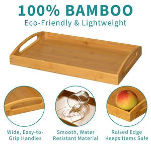 環境に優しい竹製レストラン用フードサービングベッドトレイプレート（ハンドル付き、食品・軽食用） - Product Image 3