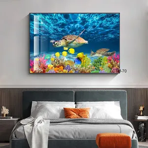 Wholesale Modern Sea Turtle Wall Decor Navy Seascape Colorful Fish Coral Beach Theme Wall Art Pictures for Bathroom